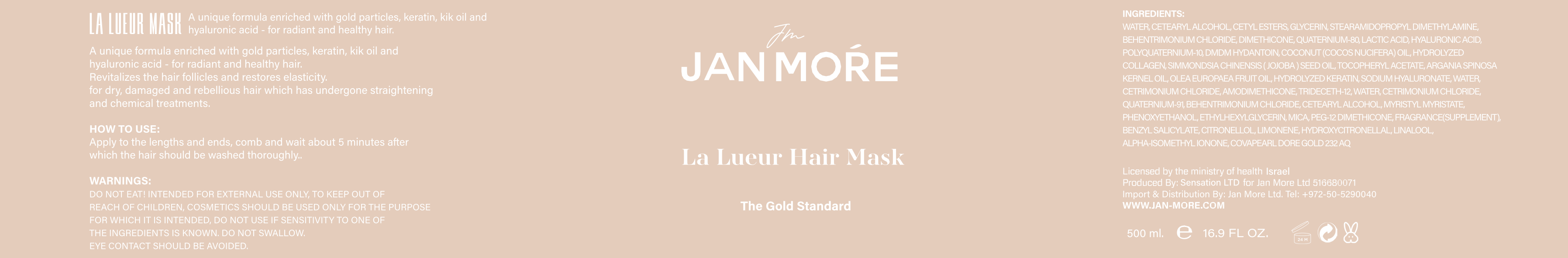 Product label - La Lueur mask