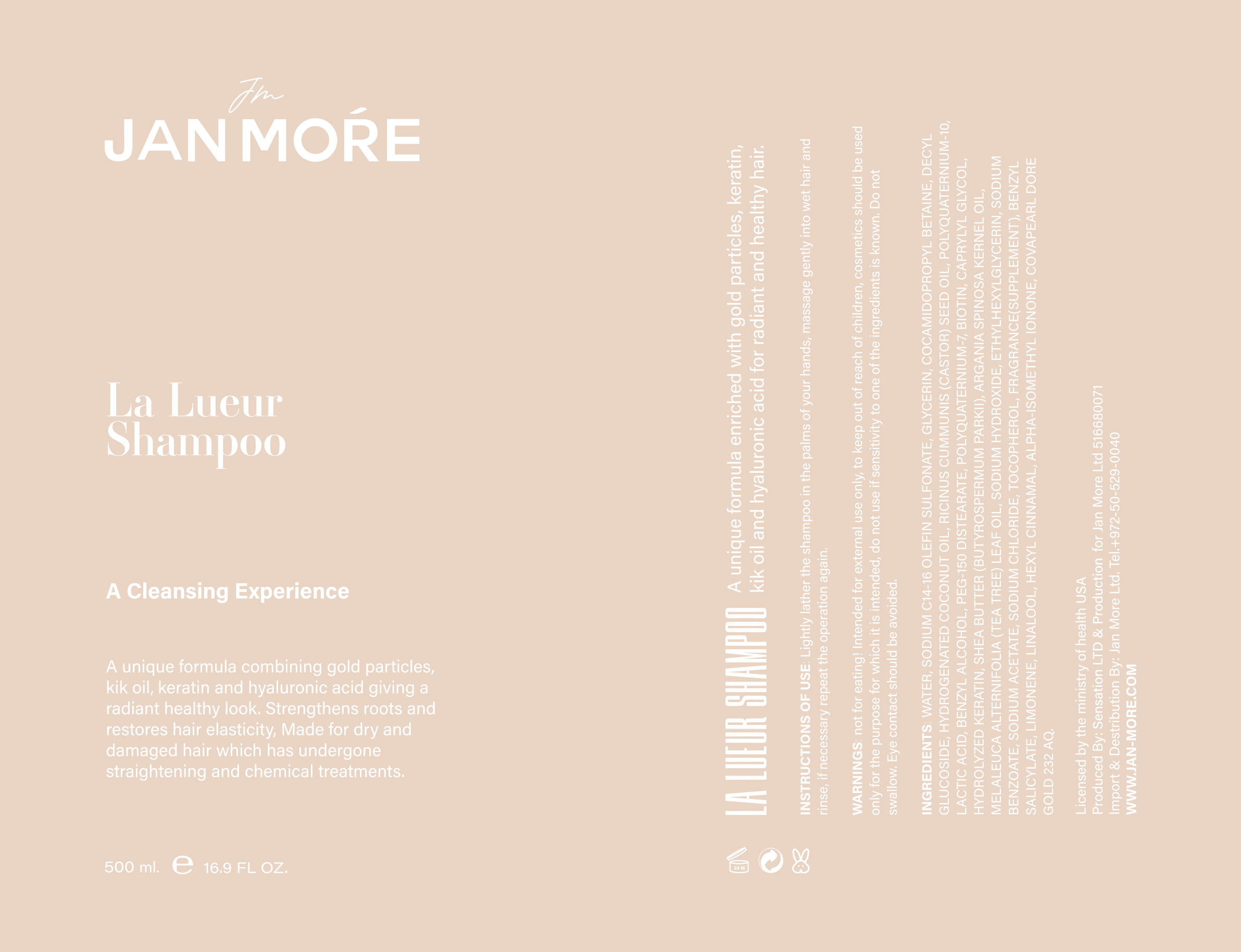 Product label - La Lueur shampoo